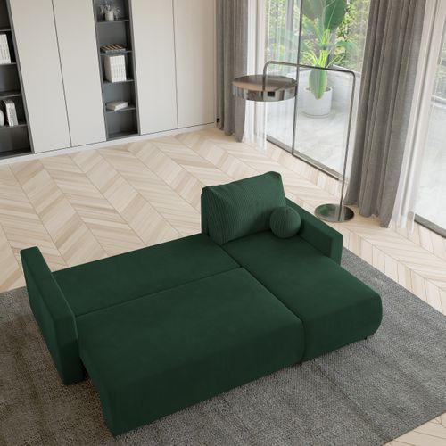 Canapé D'angle Sorge Vert Sapin En Peluche Avec Fonction De Couchage