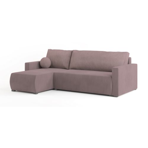 Canapé D'angle Sorge Rose En Peluche Avec Fonction De Couchage