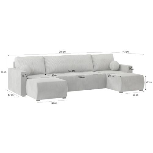 Canapé D'angle Tessun Noir En Peluche Avec Fonction De Couchage