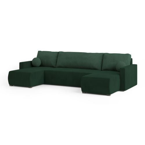Canapé D'angle Tessun Vert Sapin En Peluche Avec Fonction De Couchage