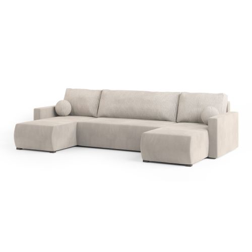 Canapé D'angle Tessun Crème En Peluche Avec Fonction De Couchage