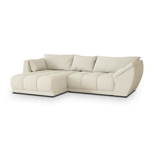 Canapé D'angle Orenti Crème En Bouclé Avec Fonction De Couchage