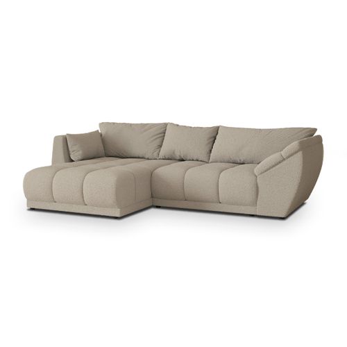 Canapé D'angle Orenti Beige En Bouclé Avec Fonction De Couchage