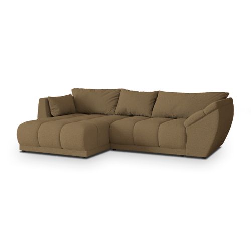 Canapé D'angle Orenti Orange En Bouclé Avec Fonction De Couchage