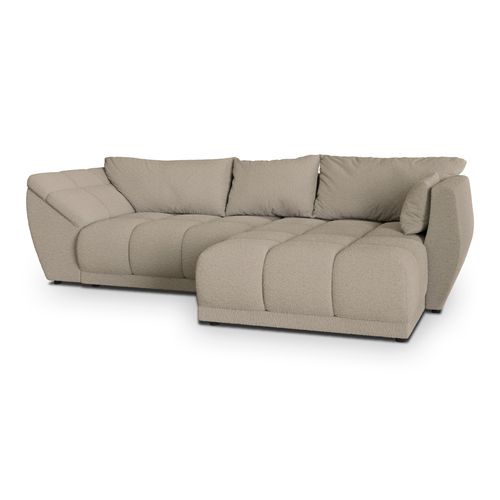 Canapé D'angle Orenti Beige En Bouclé Avec Fonction De Couchage