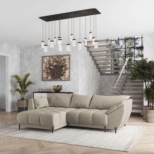 Canapé D'angle Vestano Beige En Velours Avec Fonction De Couchage