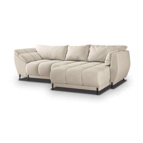 Canapé D'angle Vestano  Crème En Velours Avec Fonction De Couchage