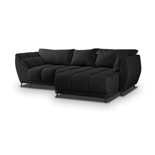 Canapé D'angle Vestano  Noir En Velours Avec Fonction De Couchage