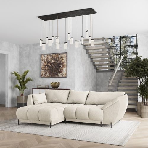 Canapé D'angle Vestano Crème En Bouclé Avec Fonction De Couchage