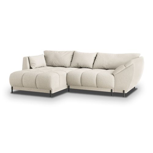 Canapé D'angle Vestano Crème En Bouclé Avec Fonction De Couchage