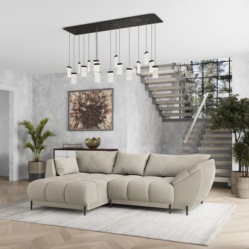 Canapé D'angle Vestano Beige En Bouclé Avec Fonction De Couchage