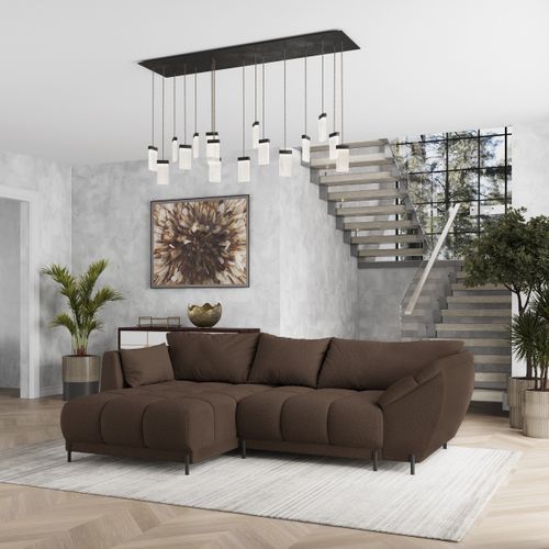 Canapé D'angle Vestano Marron En Bouclé Avec Fonction De Couchage
