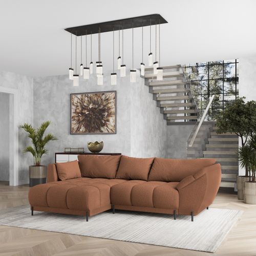 Canapé D'angle Vestano  Cuivré En Bouclé Avec Fonction De Couchage