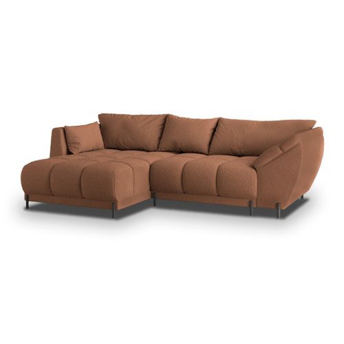 Canapé D'angle Vestano  Cuivré En Bouclé Avec Fonction De Couchage