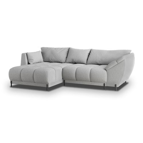 Canapé D'angle Vestano Gris Clair En Bouclé Avec Fonction De Couchage