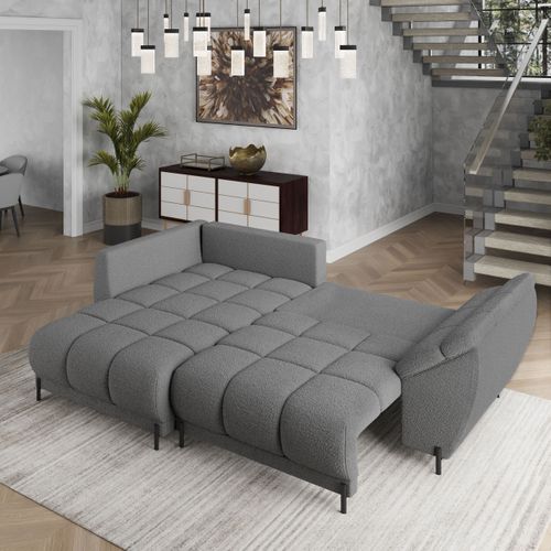 Canapé D'angle Vestano  Gris En Bouclé Avec Fonction De Couchage
