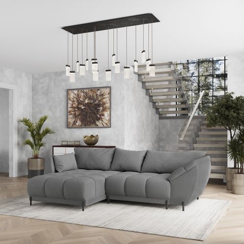Canapé D'angle Vestano  Gris En Bouclé Avec Fonction De Couchage