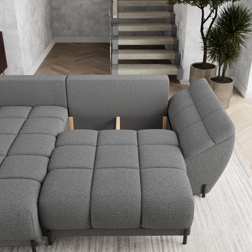 Canapé D'angle Vestano  Gris En Bouclé Avec Fonction De Couchage