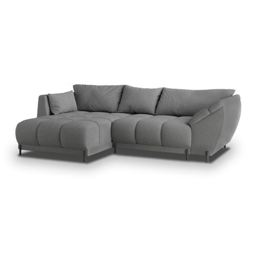 Canapé D'angle Vestano  Gris En Bouclé Avec Fonction De Couchage