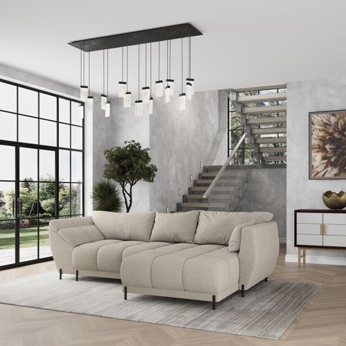 Canapé D'angle Vestano Beige En Bouclé Avec Fonction De Couchage