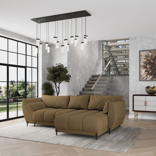 Canapé D'angle Vestano Orange En Bouclé Avec Fonction De Couchage