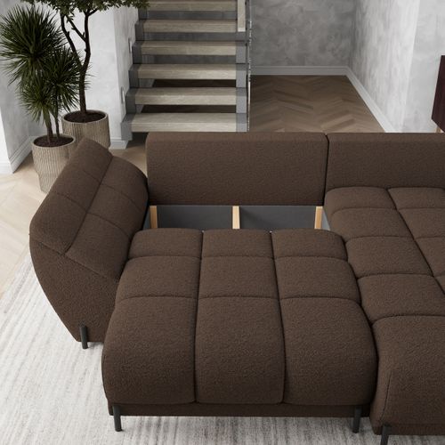 Canapé D'angle Vestano Marron En Bouclé Avec Fonction De Couchage