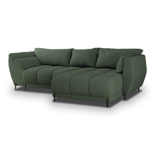 Canapé D'angle Vestano Vert En Bouclé Avec Fonction De Couchage