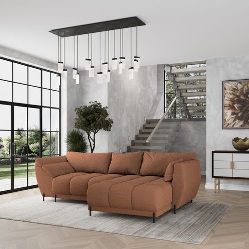 Canapé D'angle Vestano Cuivré En Bouclé Avec Fonction De Couchage