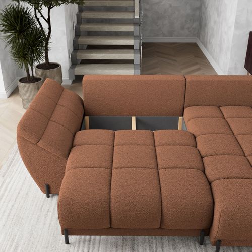 Canapé D'angle Vestano Cuivré En Bouclé Avec Fonction De Couchage