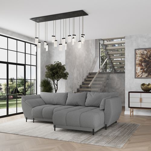 Canapé D'angle Vestano  Gris En Bouclé Avec Fonction De Couchage