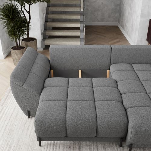 Canapé D'angle Vestano  Gris En Bouclé Avec Fonction De Couchage