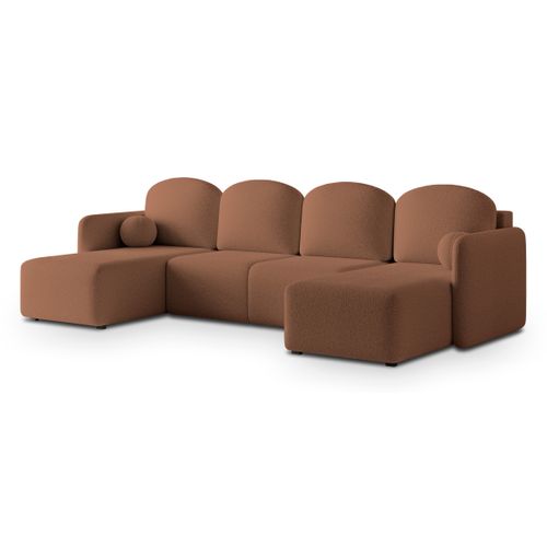 Canapé D'angle Nubero Cuivré En Bouclé Avec Fonction De Couchage