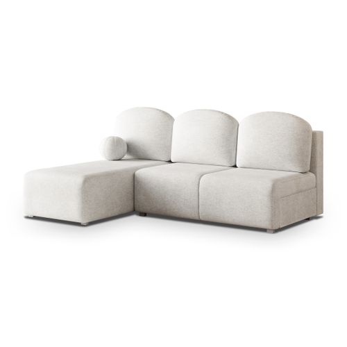 Canapé D'angle Trama Crème En Tissu Texturé Avec Fonction De Couchage