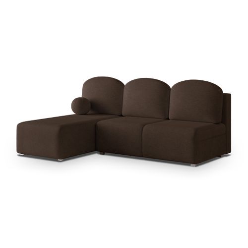 Canapé D'angle Trama Marron En Tissu Texturé Avec Fonction De Couchage