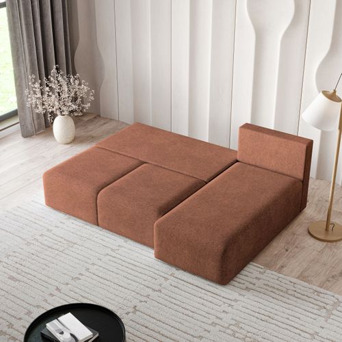 Canapé D'angle Trama Cuivré En Tissu Texturé Avec Fonction De Couchage