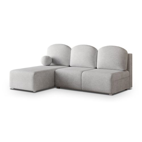 Canapé D'angle Trama Gris Clair En Tissu Texturé Avec Fonction De Couchage