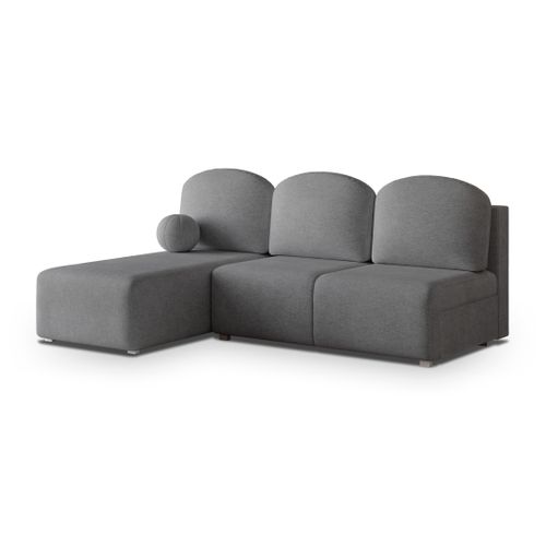 Canapé D'angle Trama Gris En Tissu Texturé Avec Fonction De Couchage