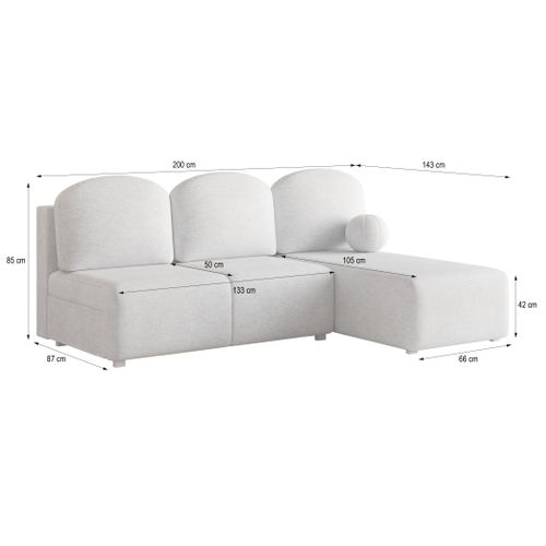 Canapé D'angle Trama Gris En Tissu Texturé Avec Fonction De Couchage