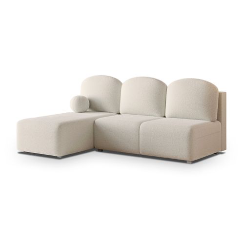 Canapé D'angle Trama Crème En Bouclé Avec Fonction De Couchage