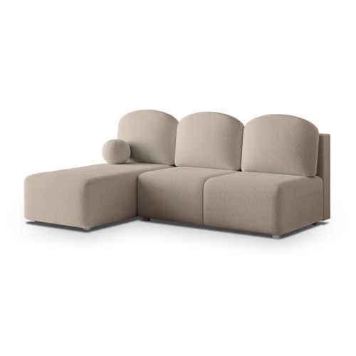 Canapé D'angle Trama Beige En Bouclé Avec Fonction De Couchage