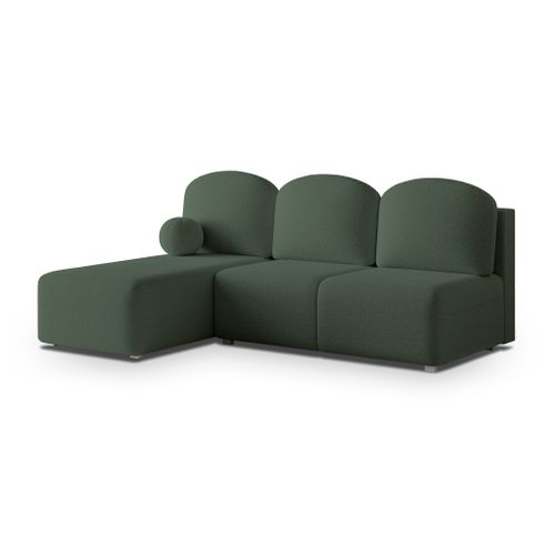 Canapé D'angle Trama Vert En Bouclé Avec Fonction De Couchage
