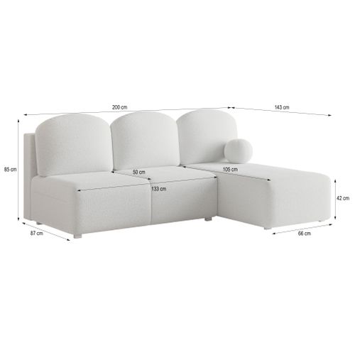 Canapé D'angle Trama Cuivré En Bouclé Avec Fonction De Couchage