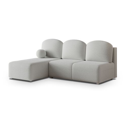 Canapé D'angle Trama Gris Clair En Bouclé Avec Fonction De Couchage