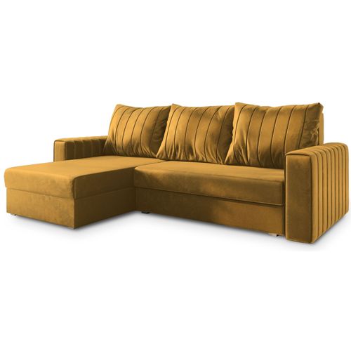 Canapé D'angle Carl Orange En Peluche Avec Fonction De Couchage