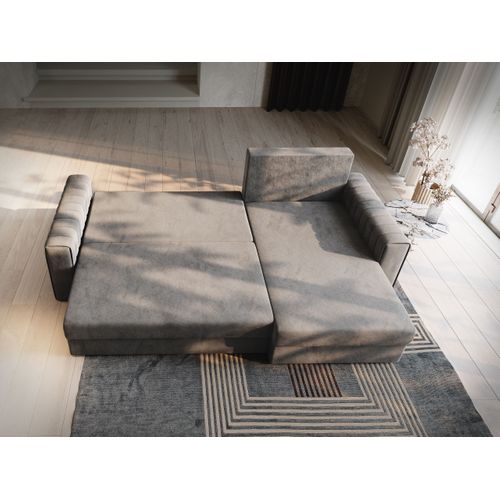 Canapé D'angle Carl Marron En Peluche Avec Fonction De Couchage