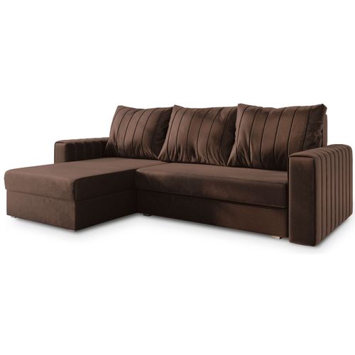 Canapé D'angle Carl Marron En Peluche Avec Fonction De Couchage