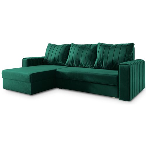 Canapé D'angle Carl Vert Sapin En Peluche Avec Fonction De Couchage