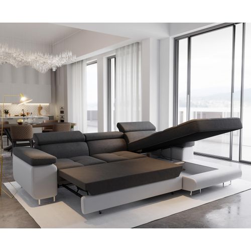 Canapé D'angle Elma Marron En Velours Avec Fonction De Couchage