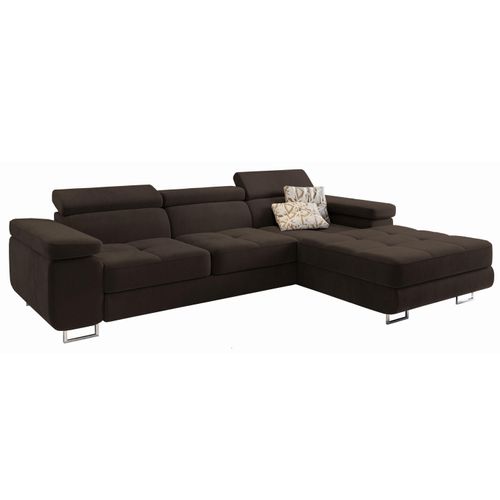 Canapé D'angle Elma Marron En Velours Avec Fonction De Couchage