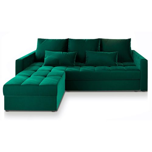 Canapé D'angle Kos Pik Vert Sapin En Peluche Avec Fonction De Couchage